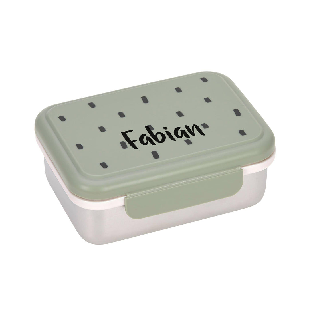 Stainless steel lunch box - Happy Printy, Olive | Lässig