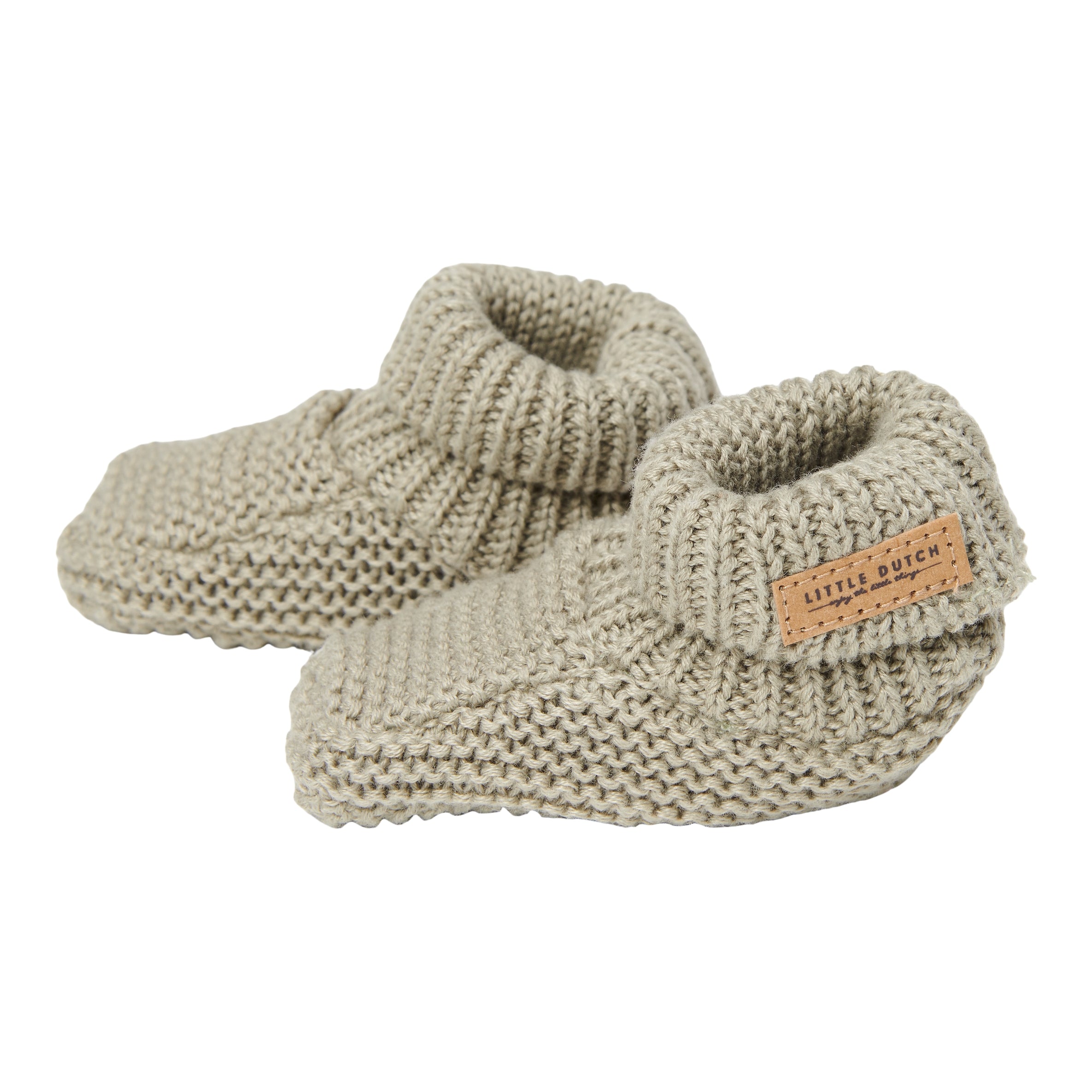 Knitted Baby Shoes Olive 2 | Little Dutch