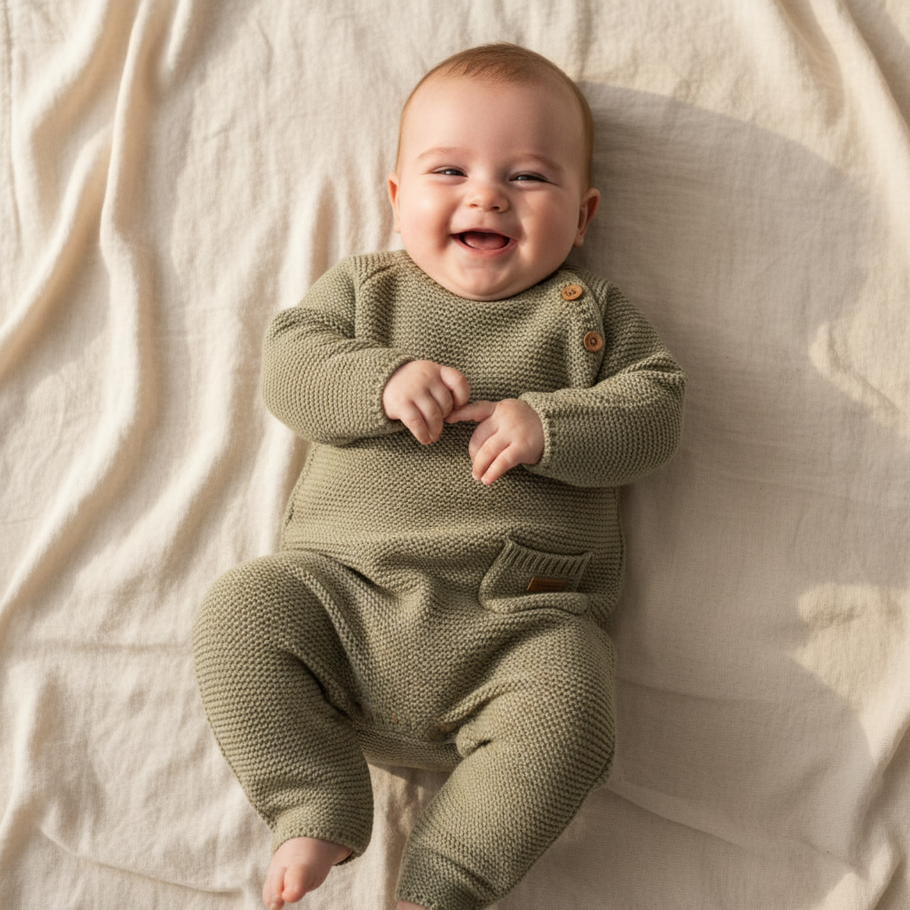 Knitted Romper Sailors Bay Olive | Little Dutch