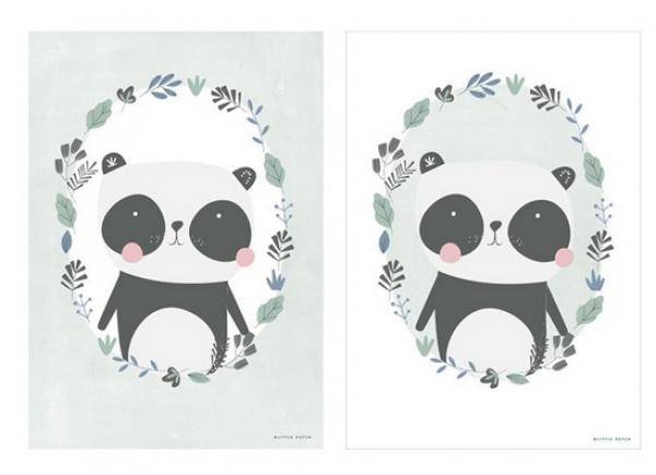 Poster A3 Panda "double-sided print" mint | Little Dutch