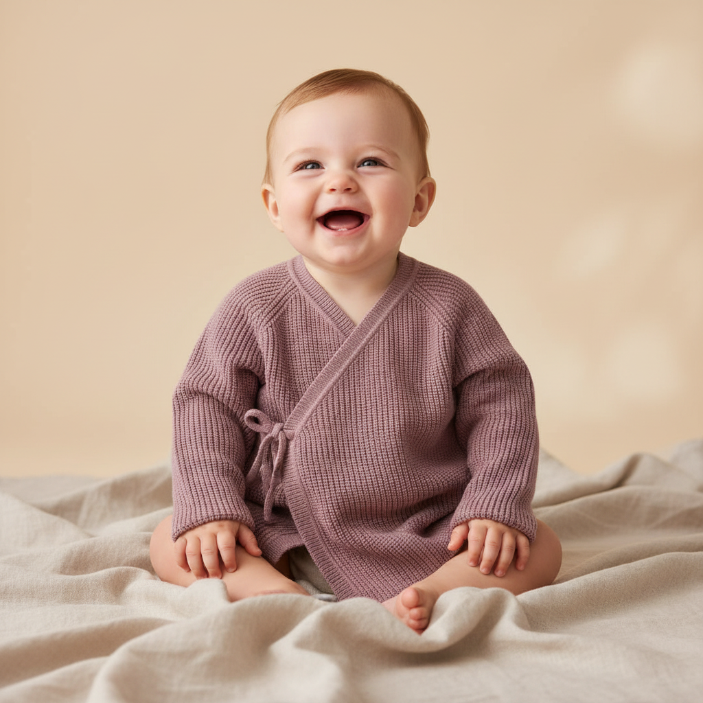 Essential Pure Mauve Wrap Cardigan | Little Dutch