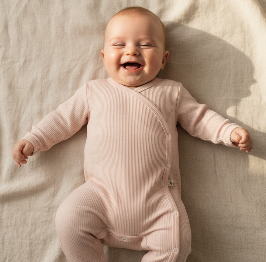 Pink wrap romper | Little Dutch