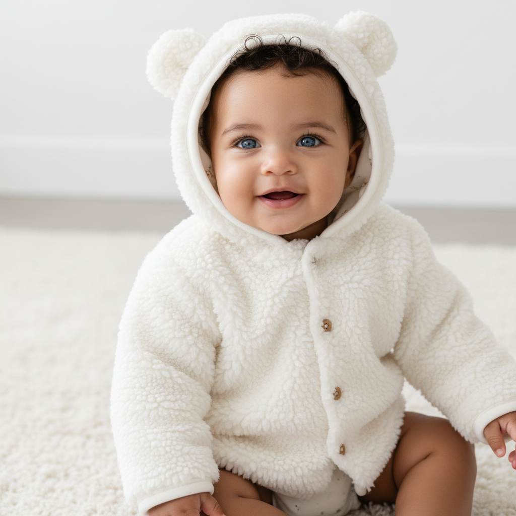 Teddy Jacket Baby Bunny - Off-White - 68 | Little Dutch