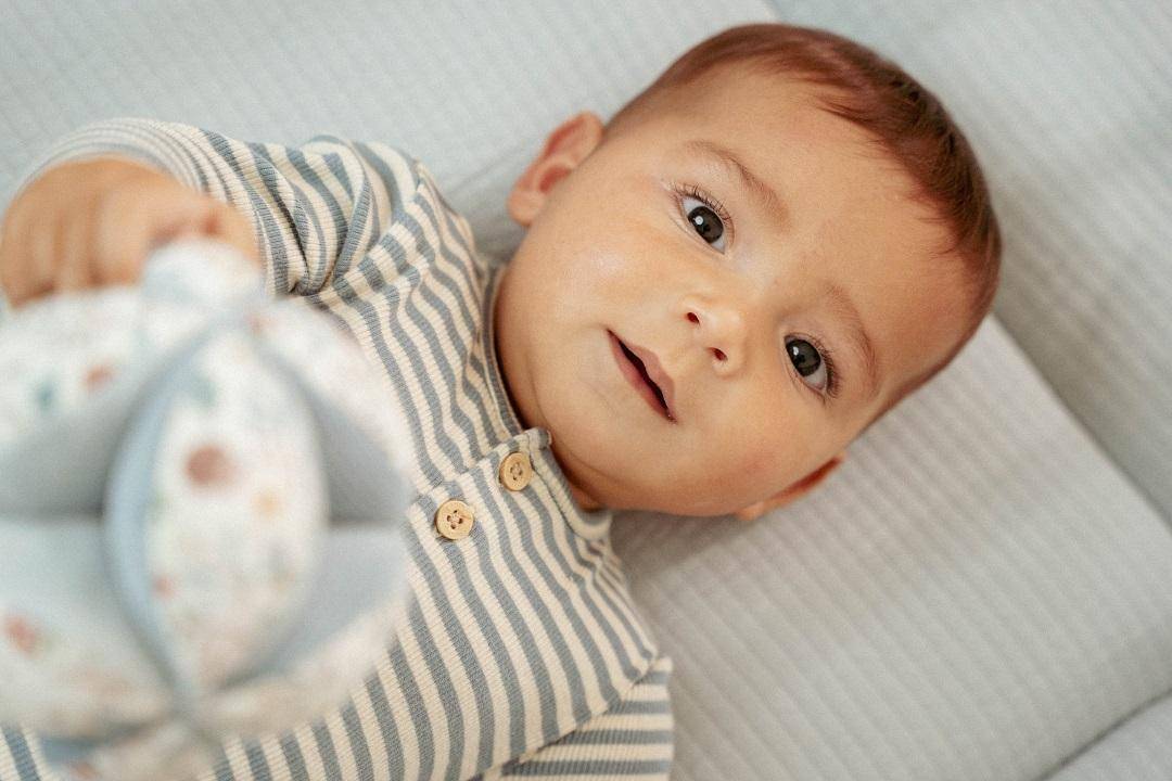 T-shirt long sleeve Stone Blue Stripe | Little Dutch