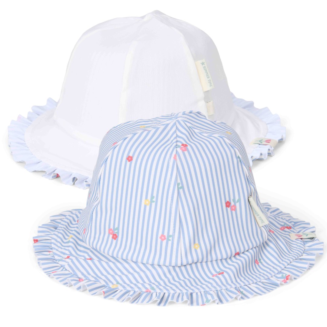 Reversible hat Sunny Flowers Blue | Little Dutch