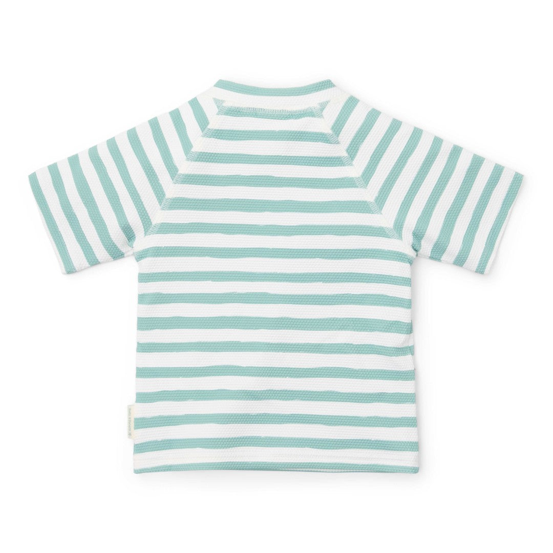 Short-sleeved swim shirt Stripes Surf Blue | Little Dutch