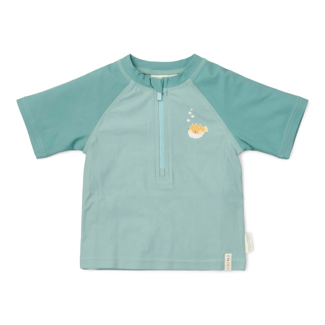 Short-sleeved swim shirt Seashells Surf Blue | Little Dutch