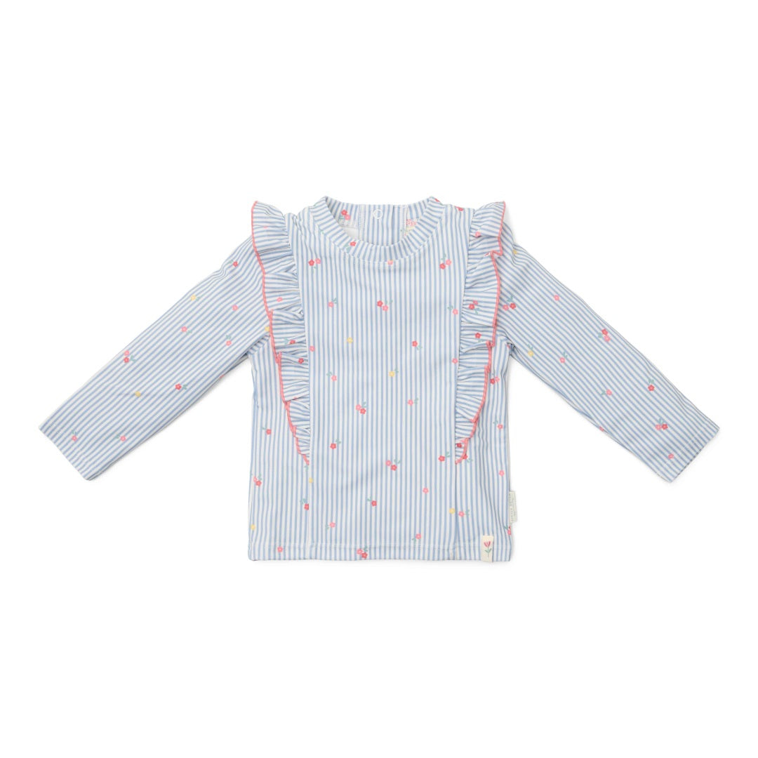 Long-sleeved swim shirt Sunny Flowers Blue | Little Dutch