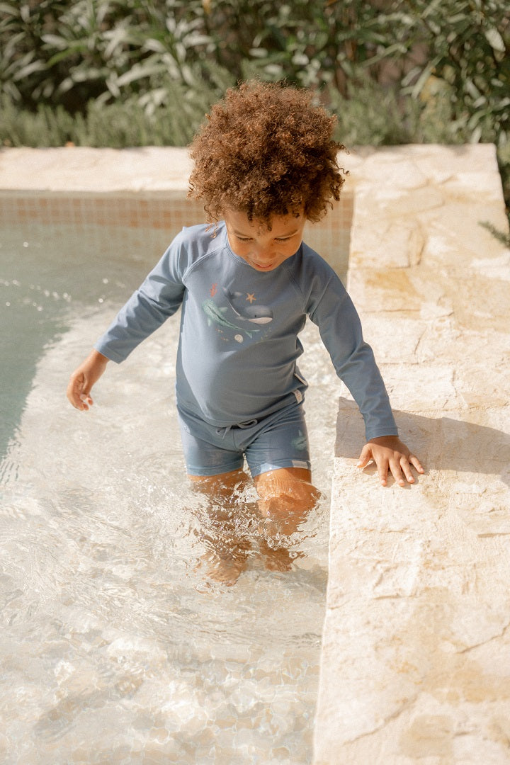 Long-sleeved swim shirt Ocean Blue | Little Dutch