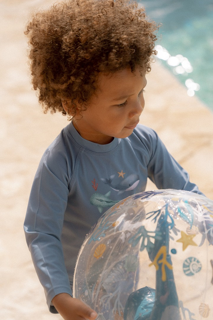Long-sleeved swim shirt Ocean Blue | Little Dutch