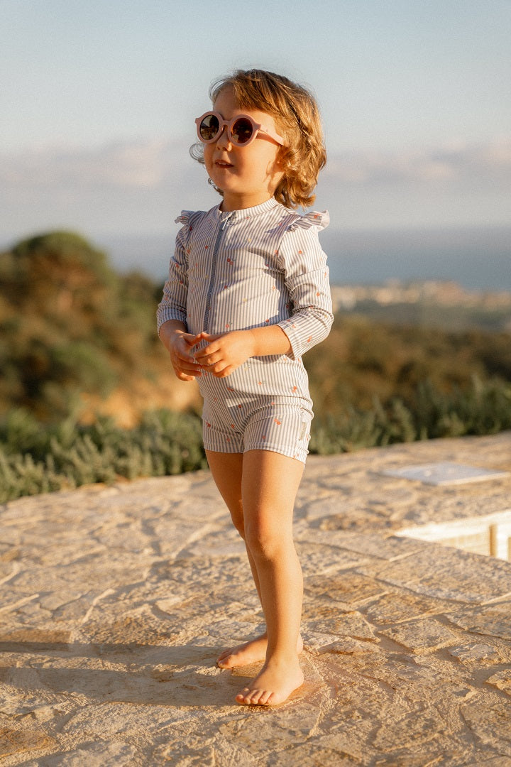 Long-sleeved swimsuit Sunny Flowers Blue | Little Dutch