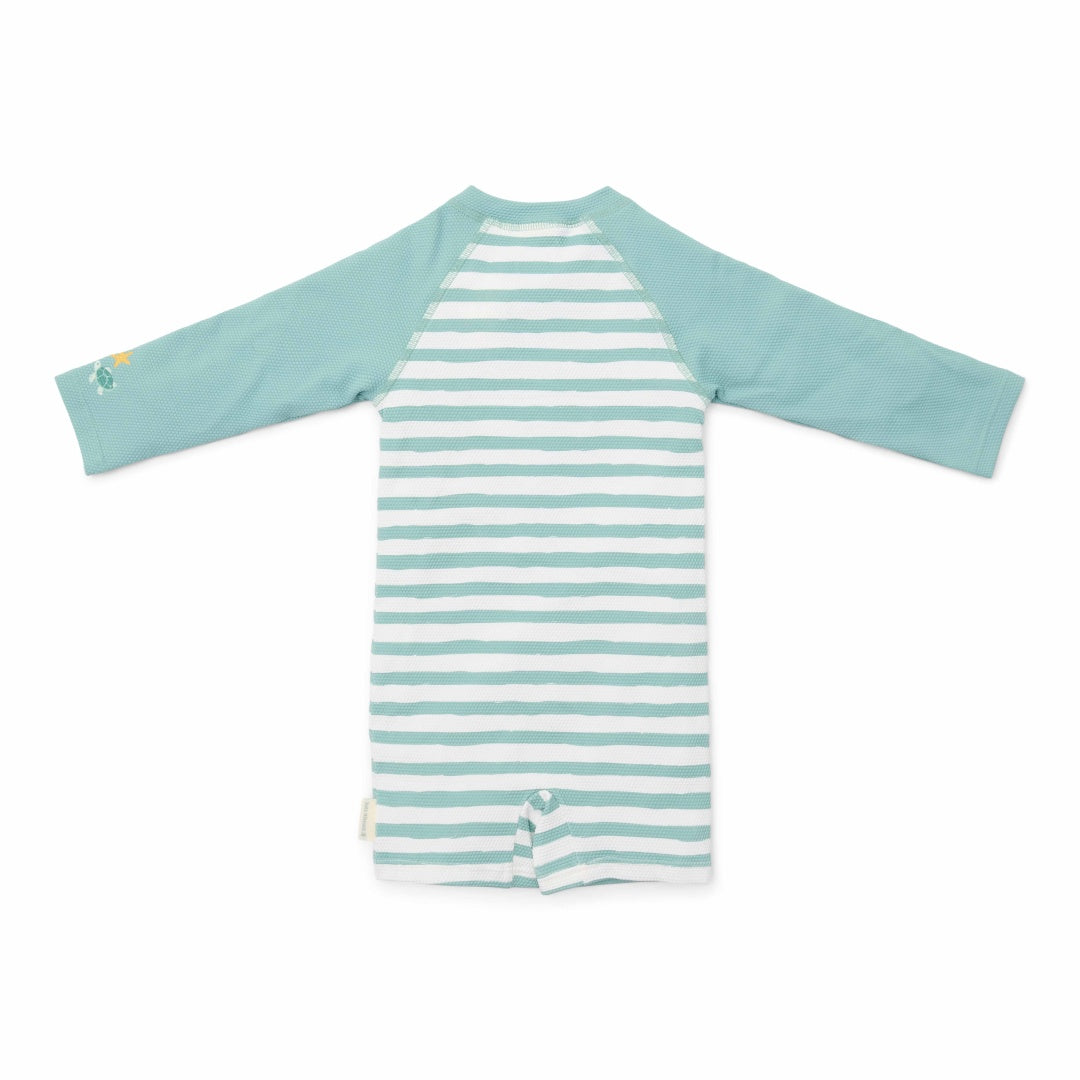 Long-sleeved swimsuit Stripes Surf Blue | Little Dutch
