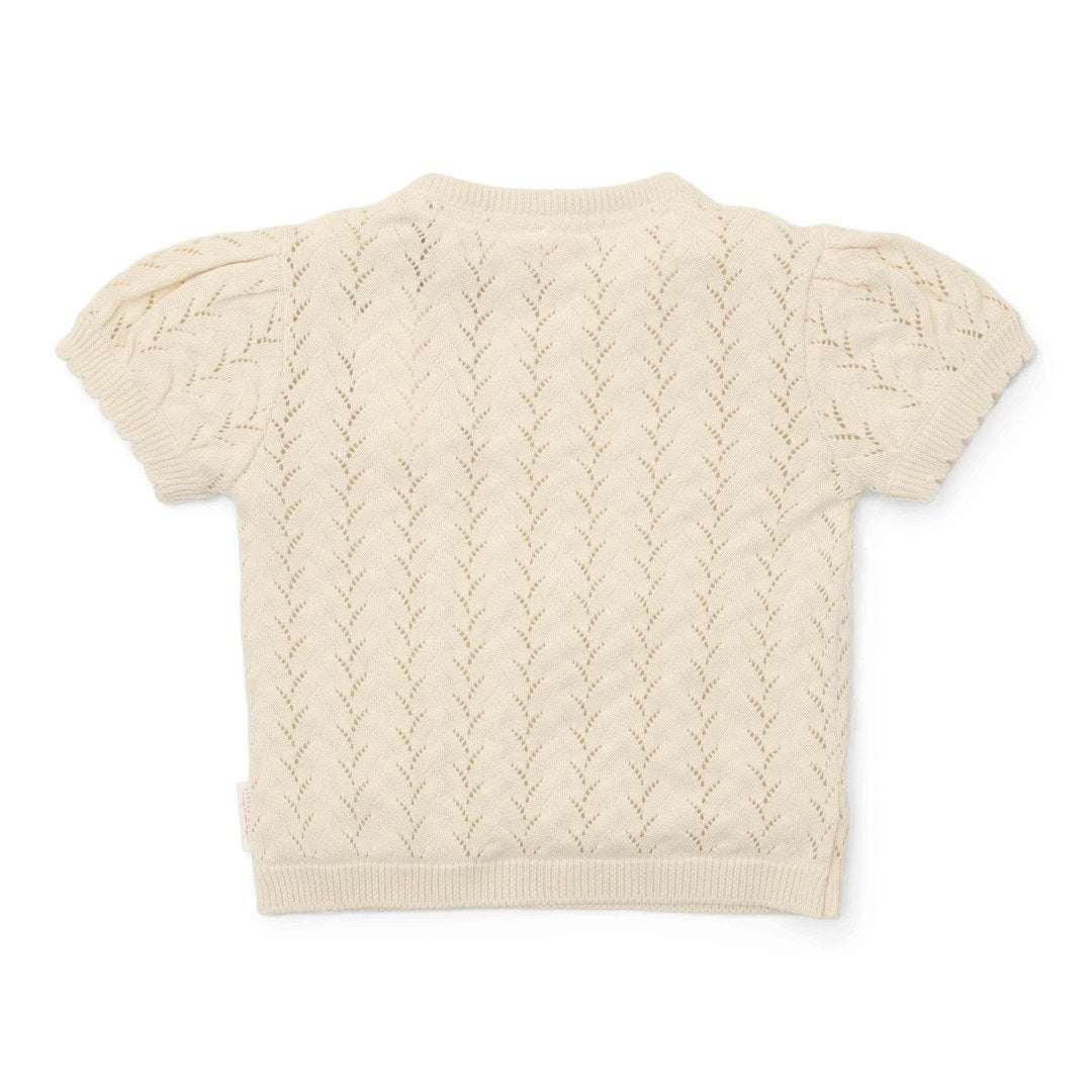 Knitted short-sleeved sweater cream | Little Dutch