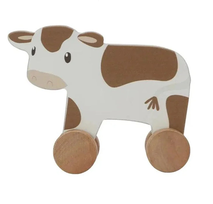 Rolling farm cow made of wood