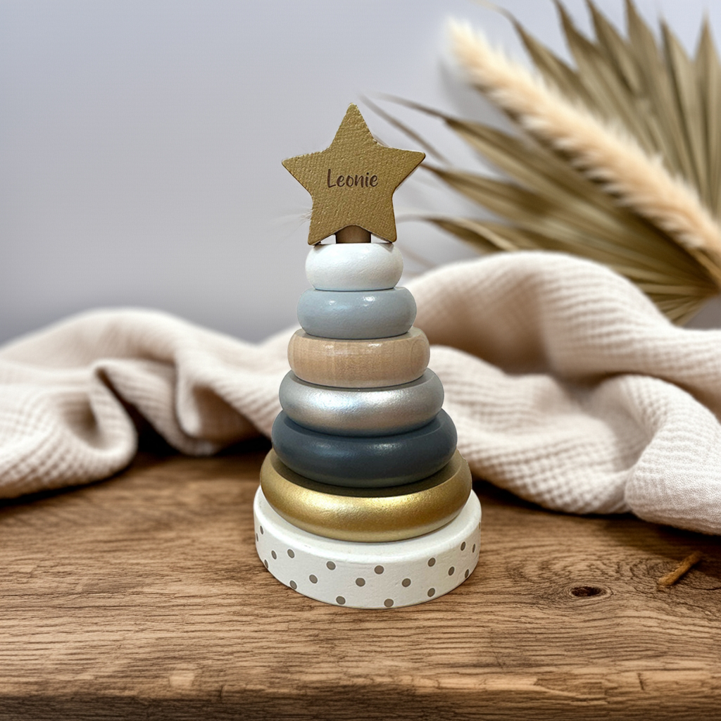 Stacking tower wood silver / gold | JaBaDaBaDo