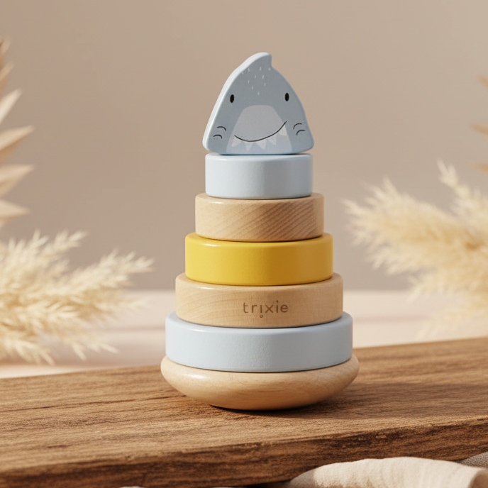 Wooden Stacking Tower - Mr. Shark - for Birth | Trixie