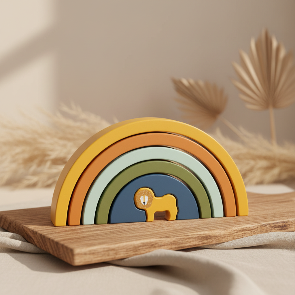 Rainbow Stacking Game made of wood - Mr. Lion | Trixie