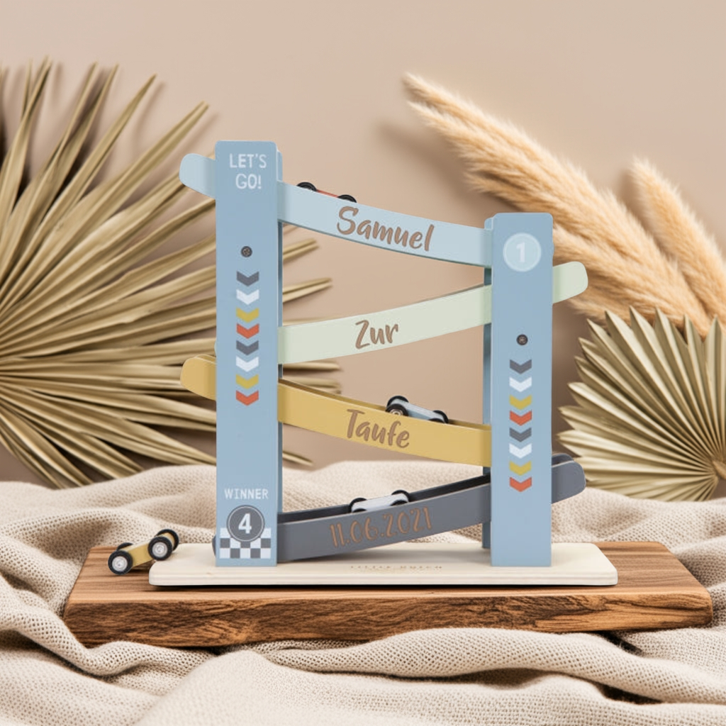 Marble run "For the christening" Ocean wood, blue