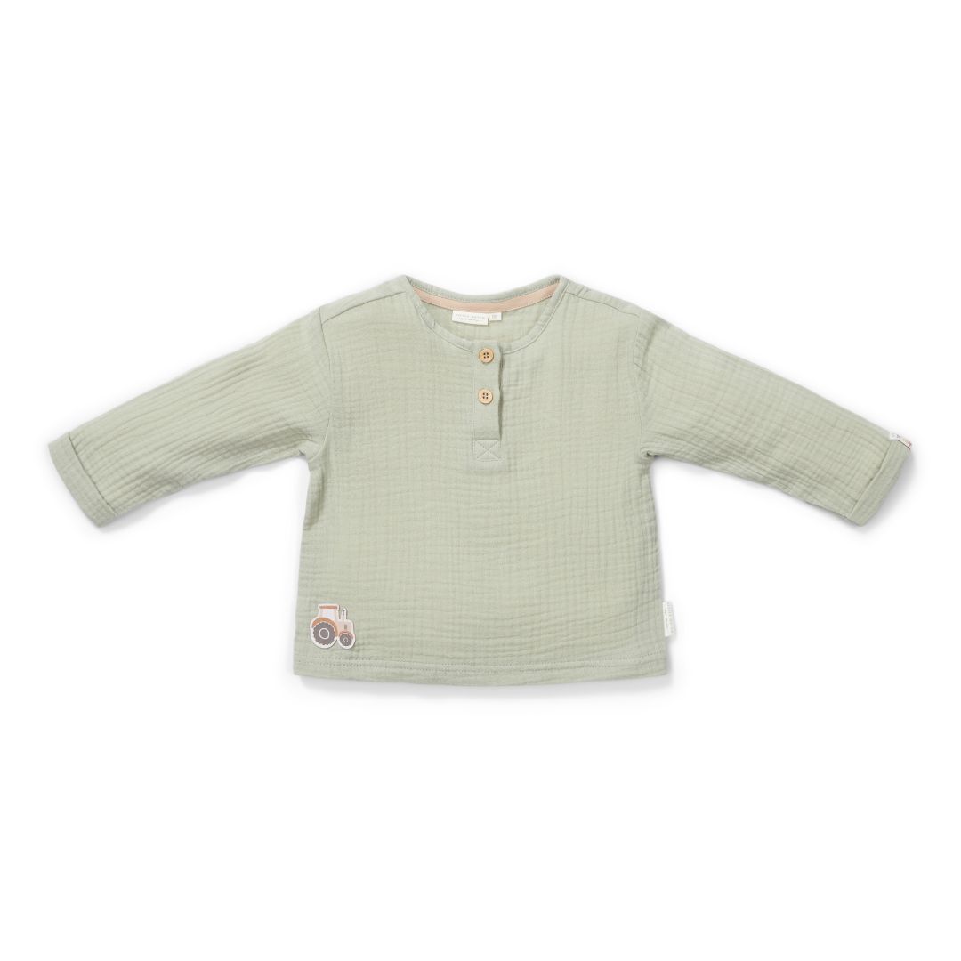 Muslin T-Shirt long sleeve Grass Green | Little Dutch