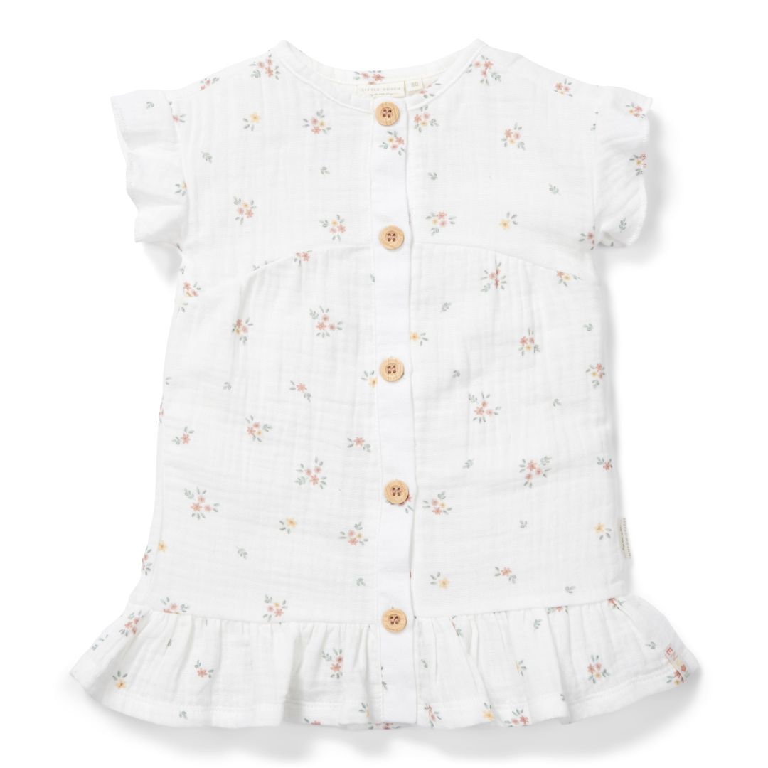 White Meadows short-sleeved dress | Little Dutch