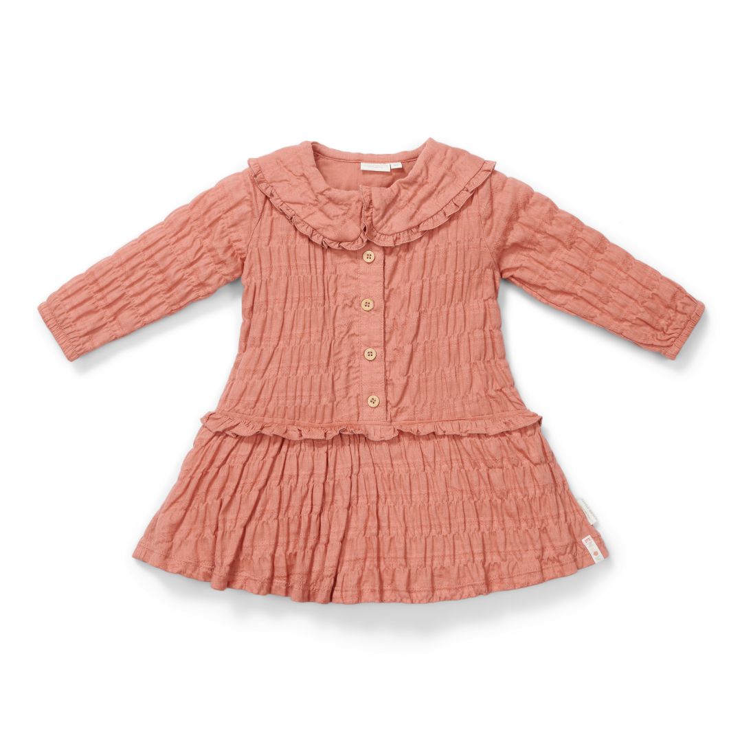 Long-sleeved dress rose pink | Little Dutch
