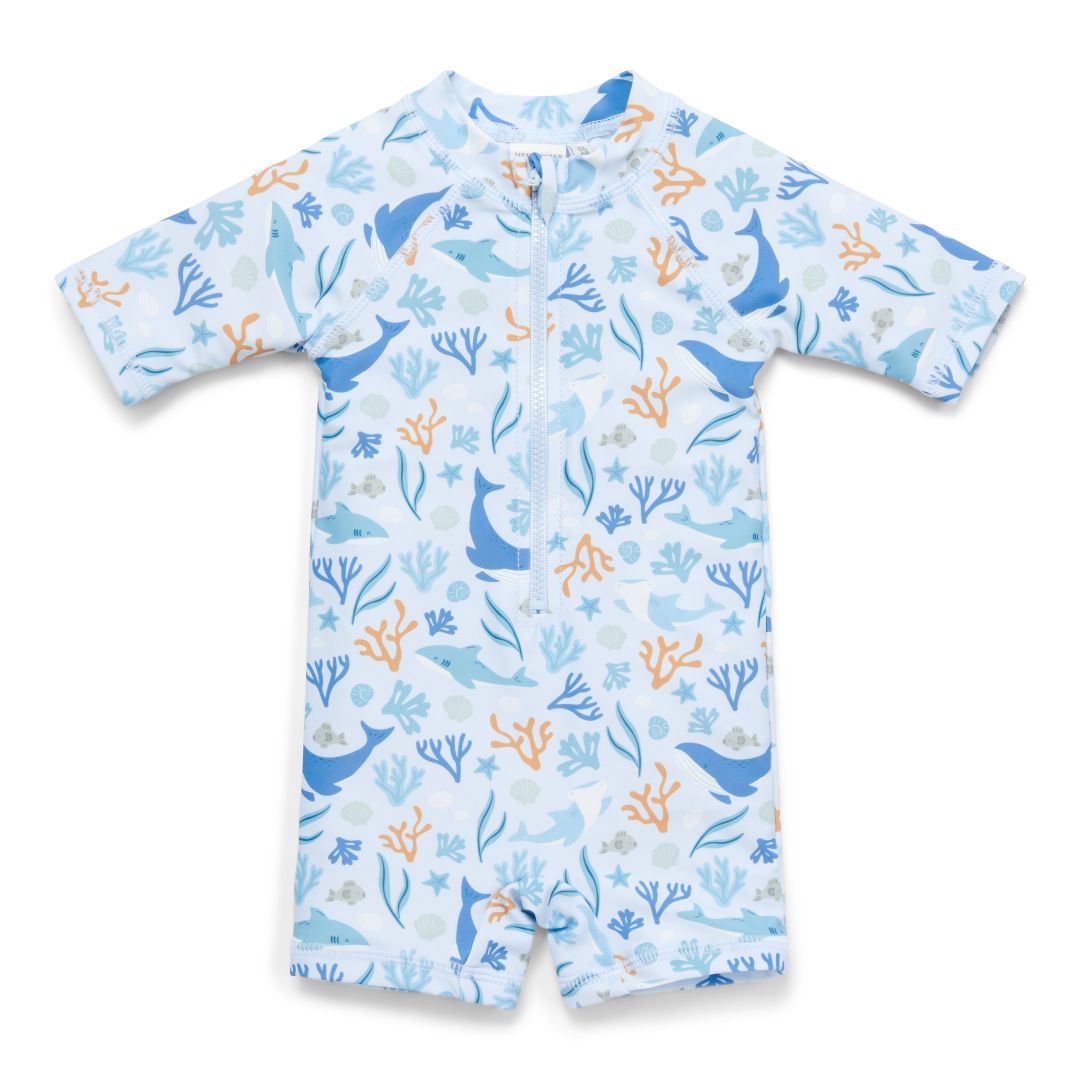 Short-sleeved swimsuit Ocean Dreams Blue | Little Dutch