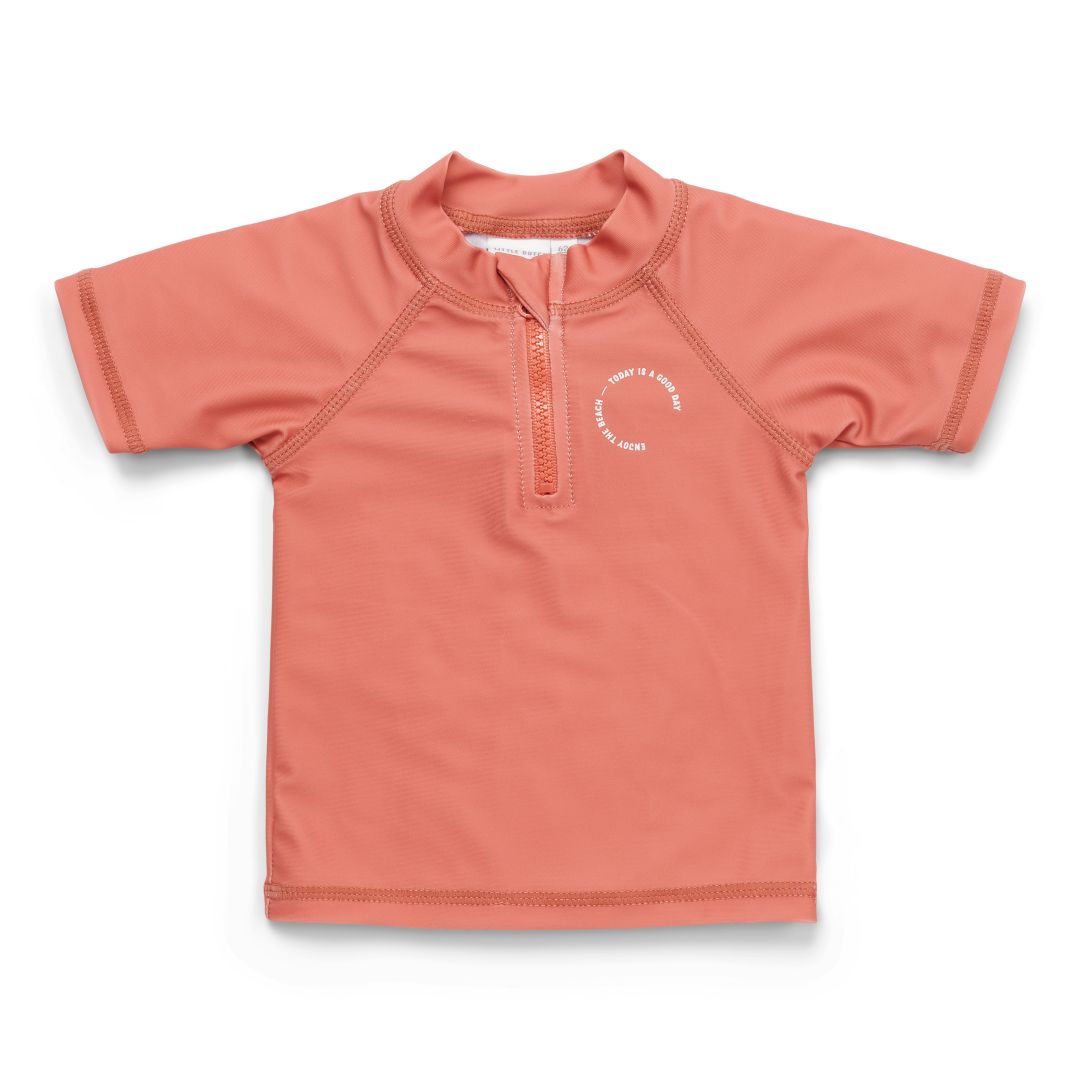 Short-sleeved swim T-shirt in coral | Little Dutch