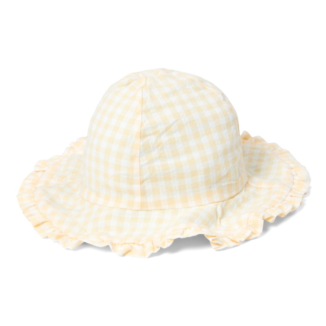 Sun hat reversible Sea Green / Sunshine Checks size 2 | Little Dutch