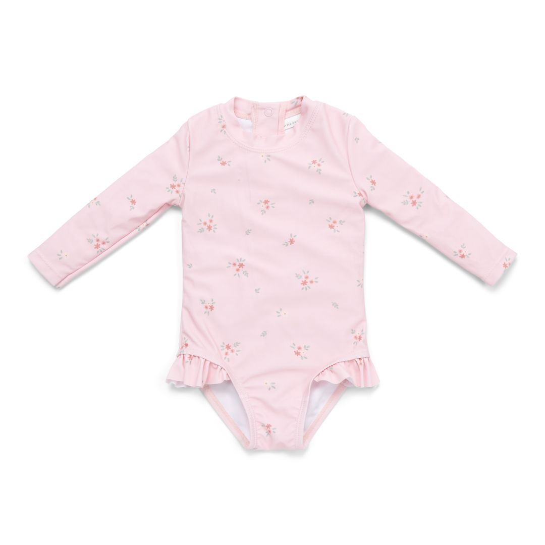 Long-sleeved ruffle swimsuit Rosy Meadows | Little Dutch