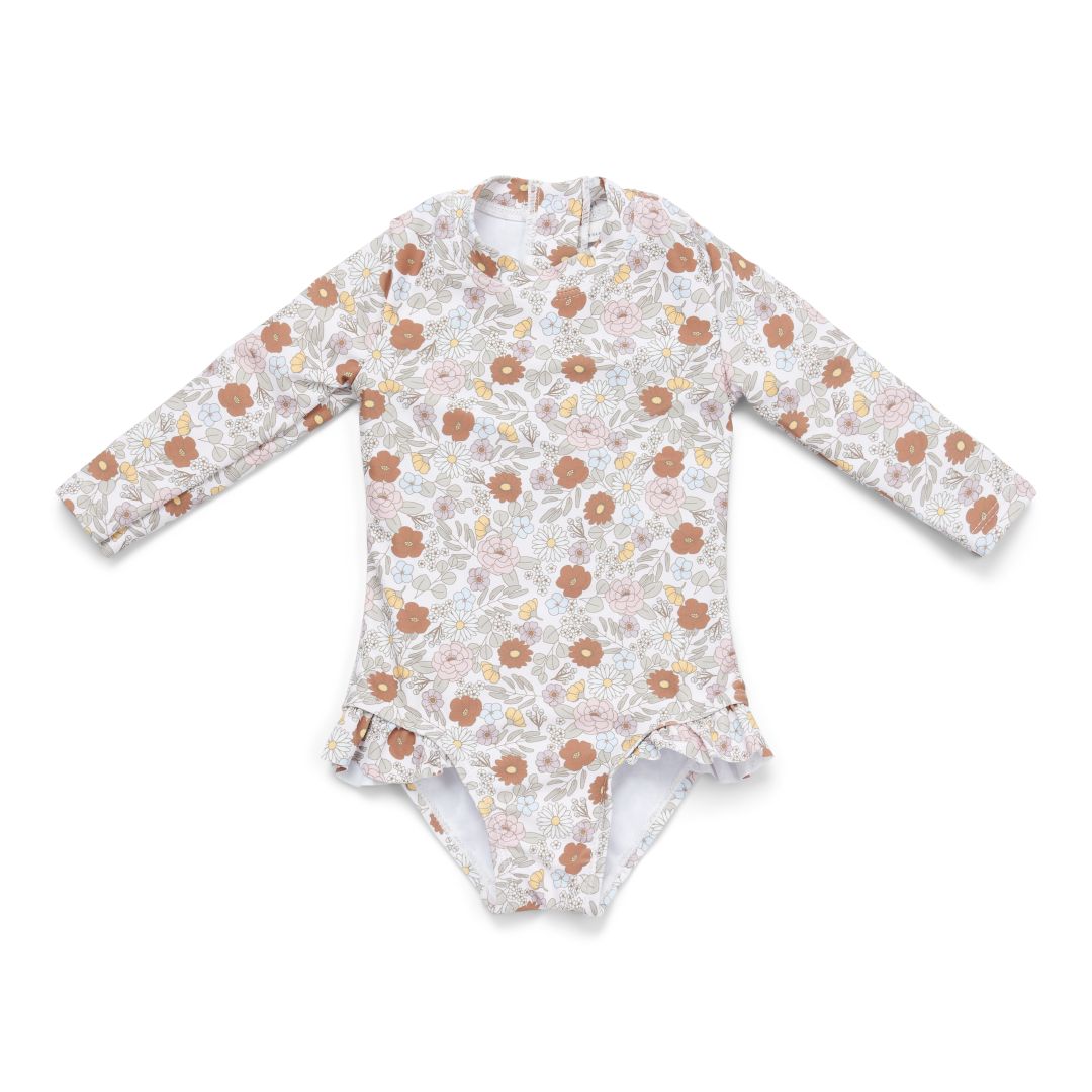 Swimsuit long-sleeved ruffles vintage Little Flowers | Little Dutch
