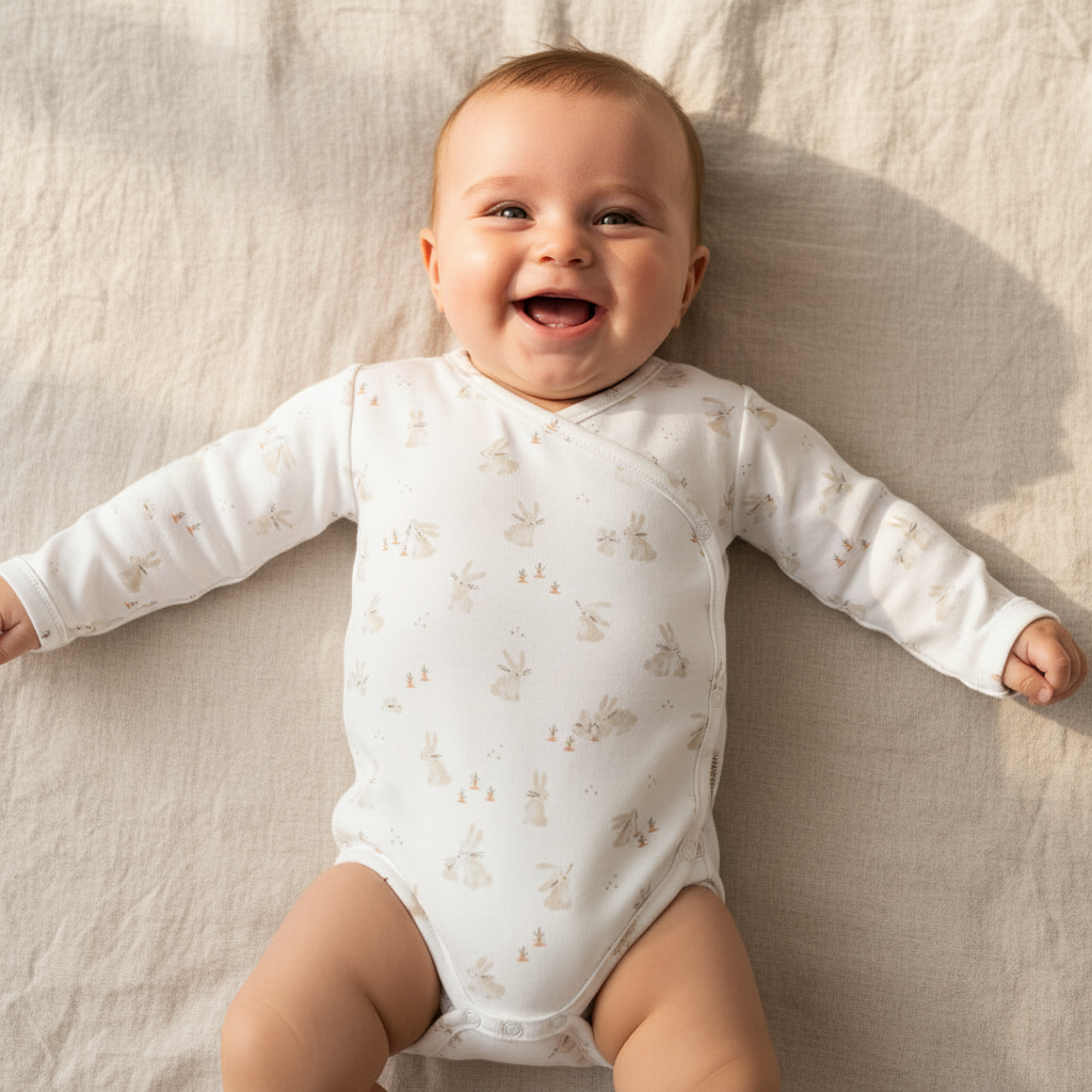 Long-sleeved wrap bodysuit Baby Bunny | Little Dutch