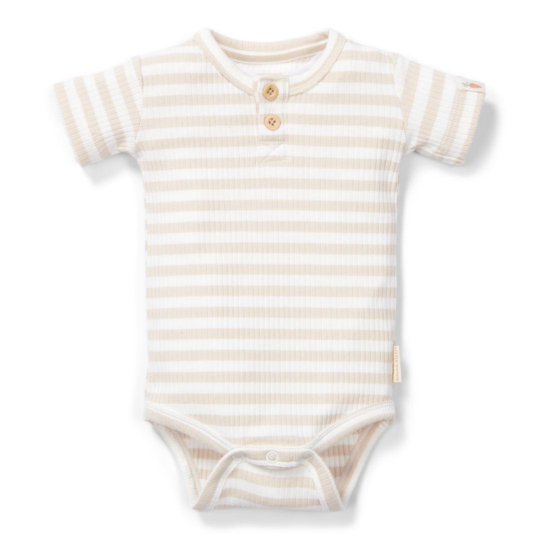 Body short sleeve Stripe Sand/White | Little Dutch