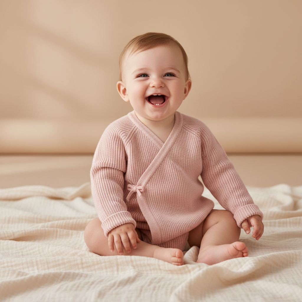 Wrap Cardigan Essential Pure Soft Pink | Little Dutch