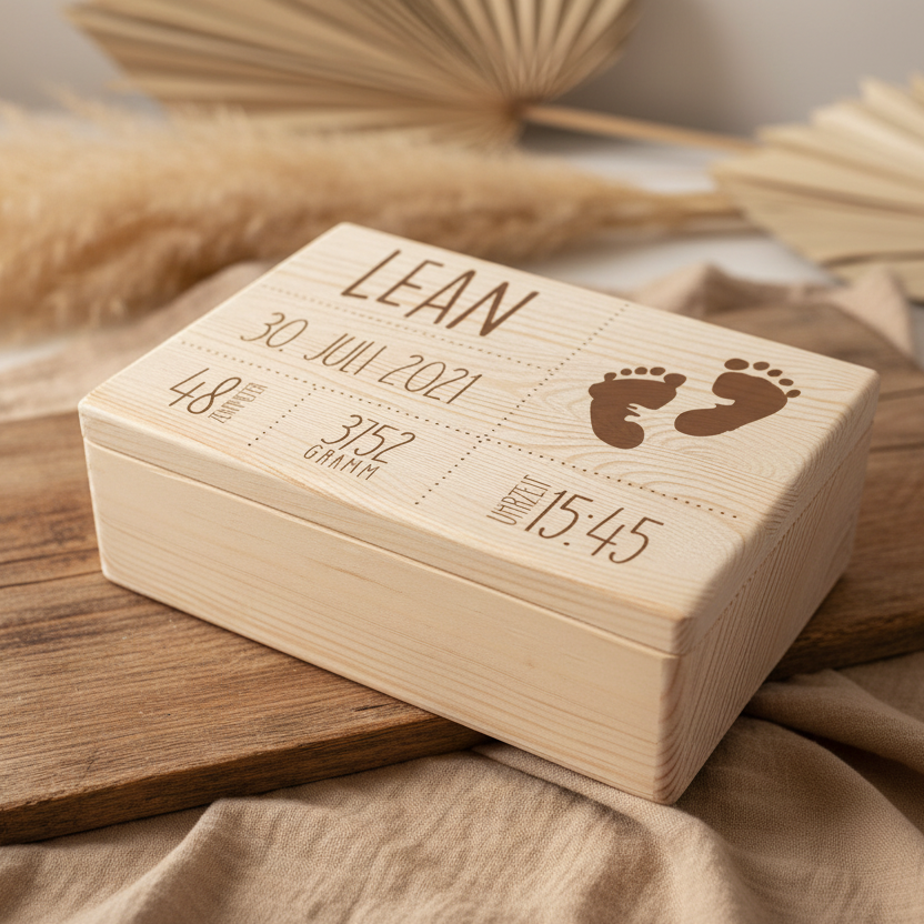 XL Memory Boxes - Natural Wood - Christening / School / Kindergarten / Communion - Personalized | Smack Boxes