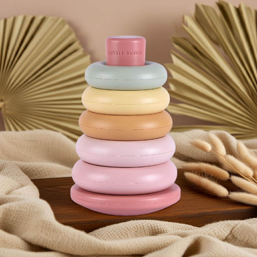 Stacking tower plastic, pink | Little Dutch