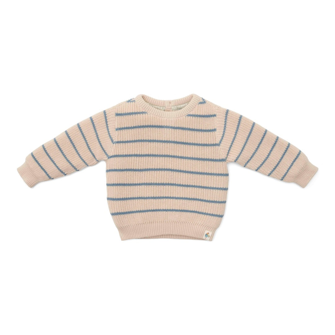 Knitted sweater Ice blue stripes | Little Dutch