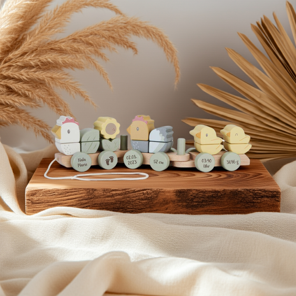 Wooden Train Chicken Little Farm "For Birth"