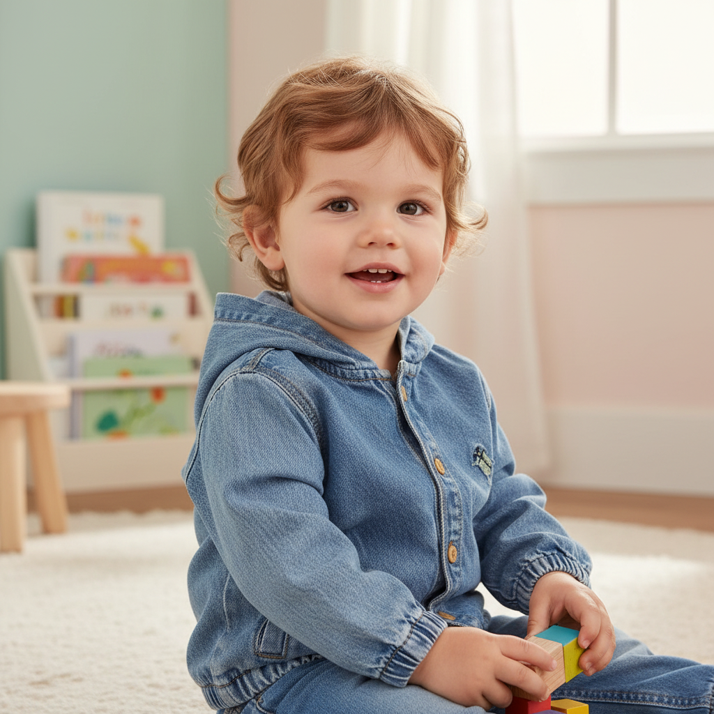 Denim jacket with hood | Little Dutch