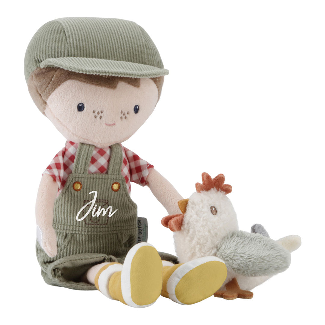 Cuddly doll Farmer Jim with chicken 35 cm