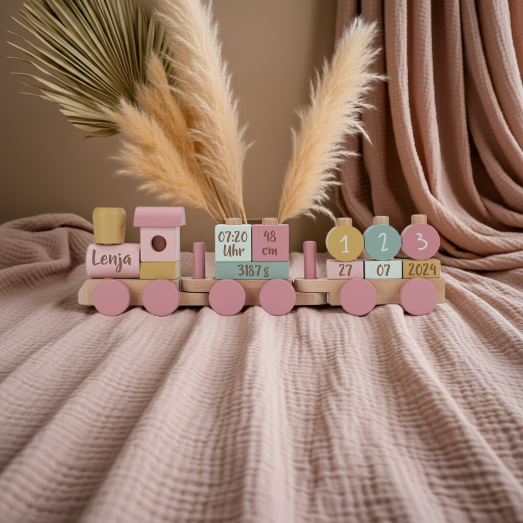 Personalized Wooden Train Fairy Garden – Gift for a Newborn