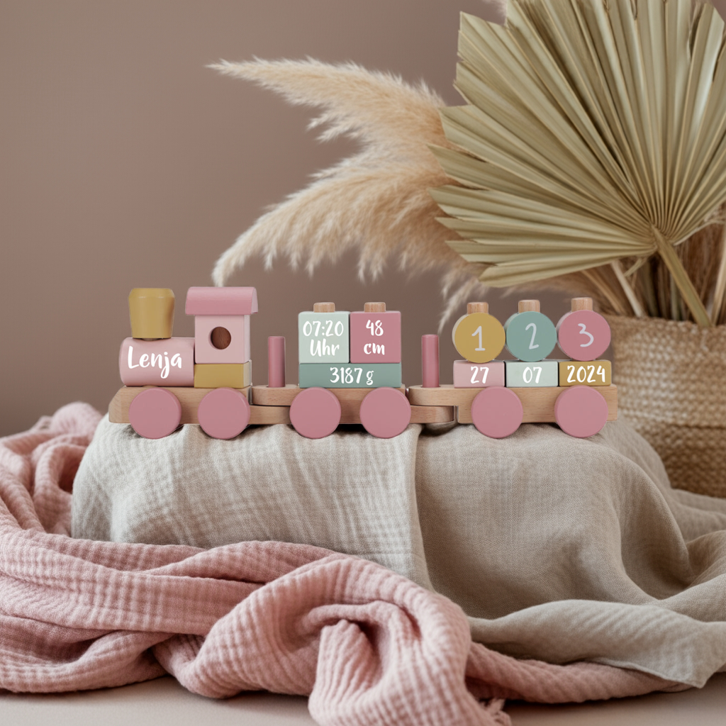 Personalized Wooden Train Fairy Garden – Gift for a Newborn