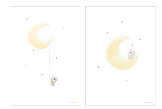 Poster A3 Bear/Moon "double-sided" | Little Dutch