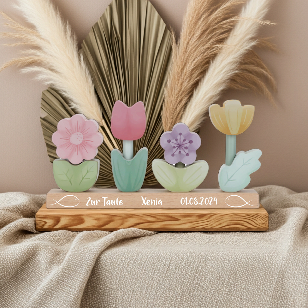 Stacked Flowers Fairy Garden "For Baptism"