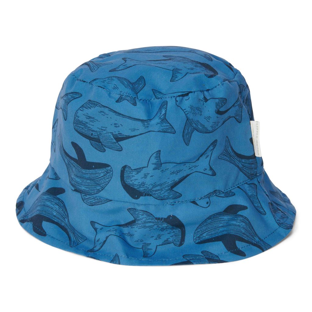Sun hat reversible Blue / Sea life size 1 | Little Dutch