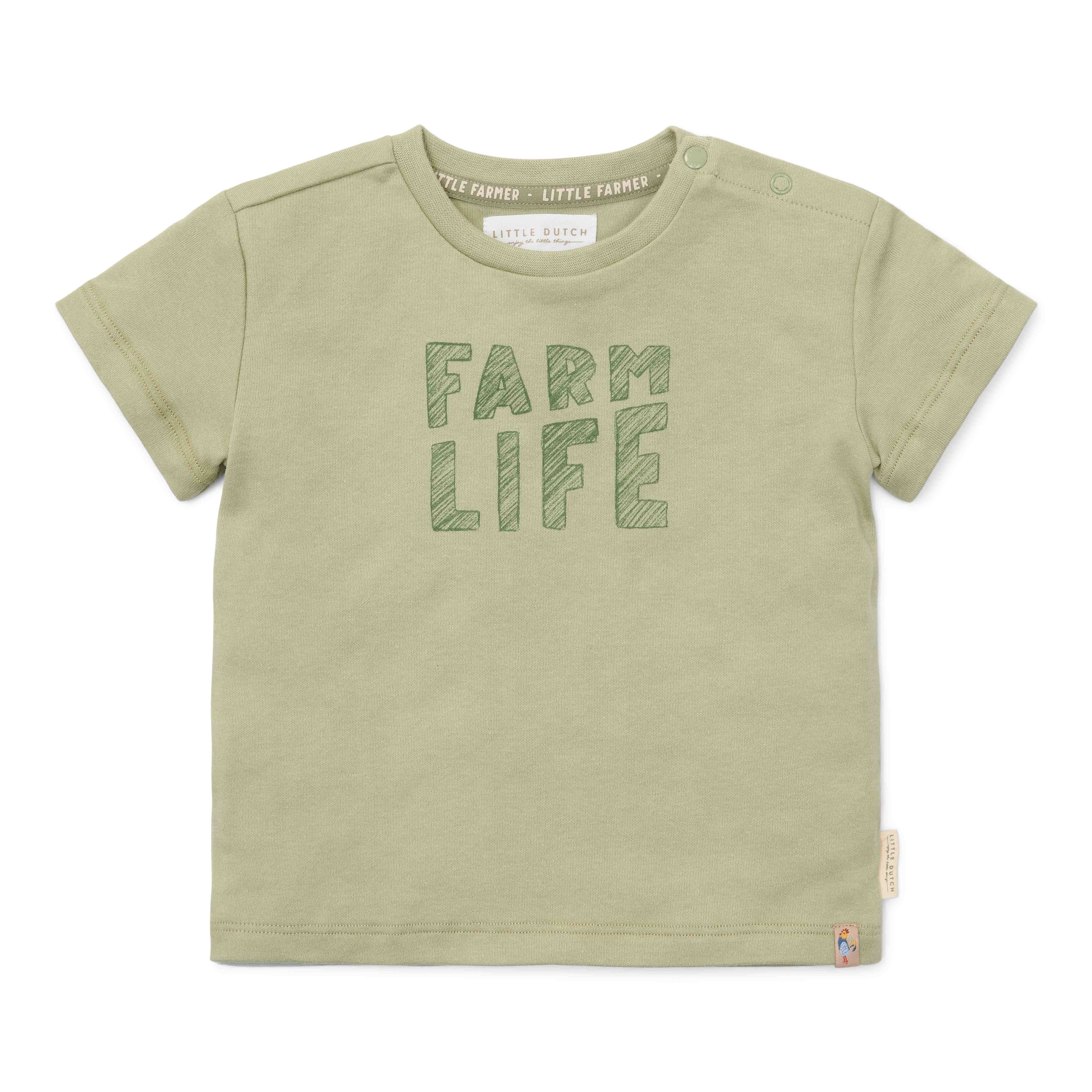 Green short-sleeved T-shirt – Little Farm | Little Dutch
