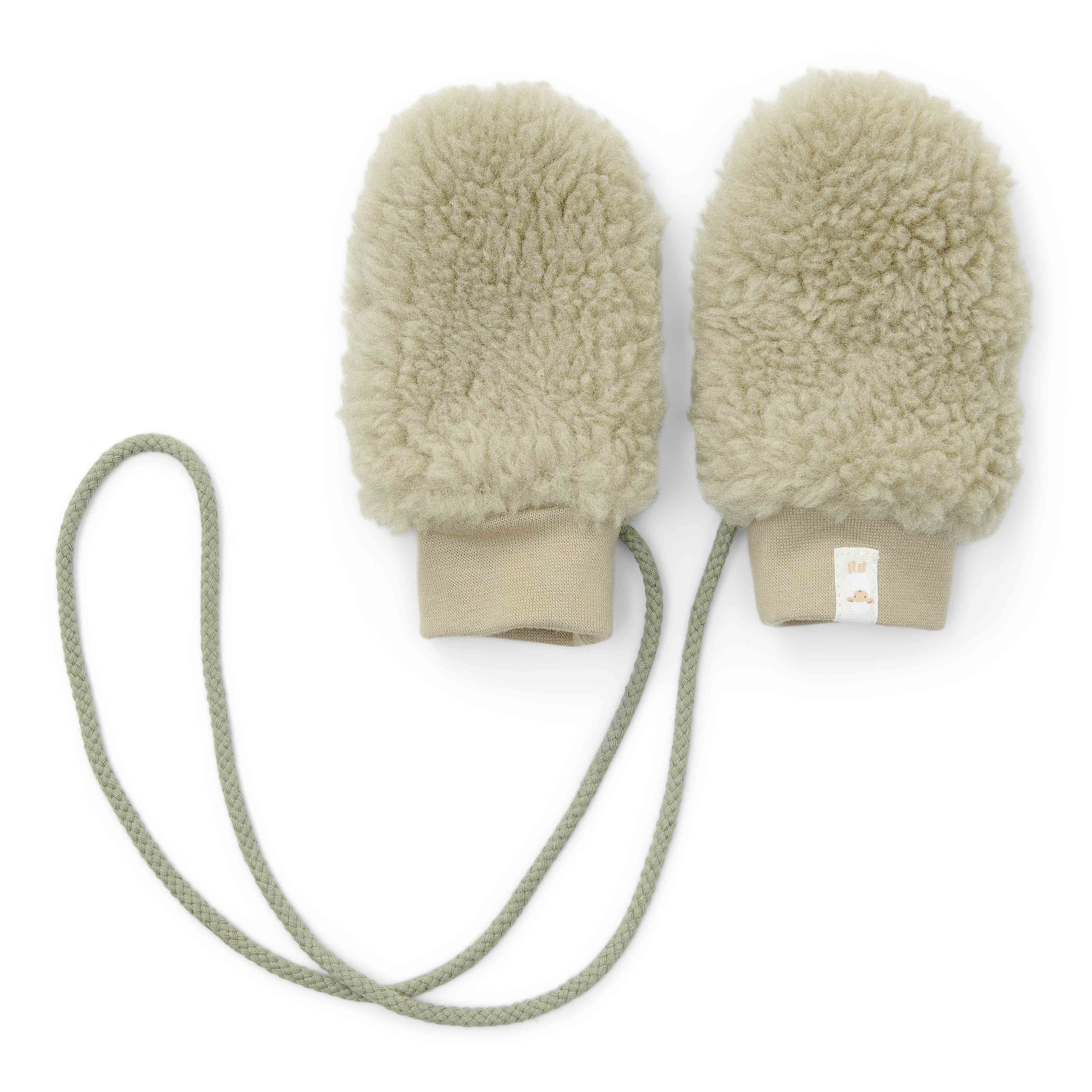 Teddy Mittens Soft Green - Newborn Winter Teddy | Little Dutch