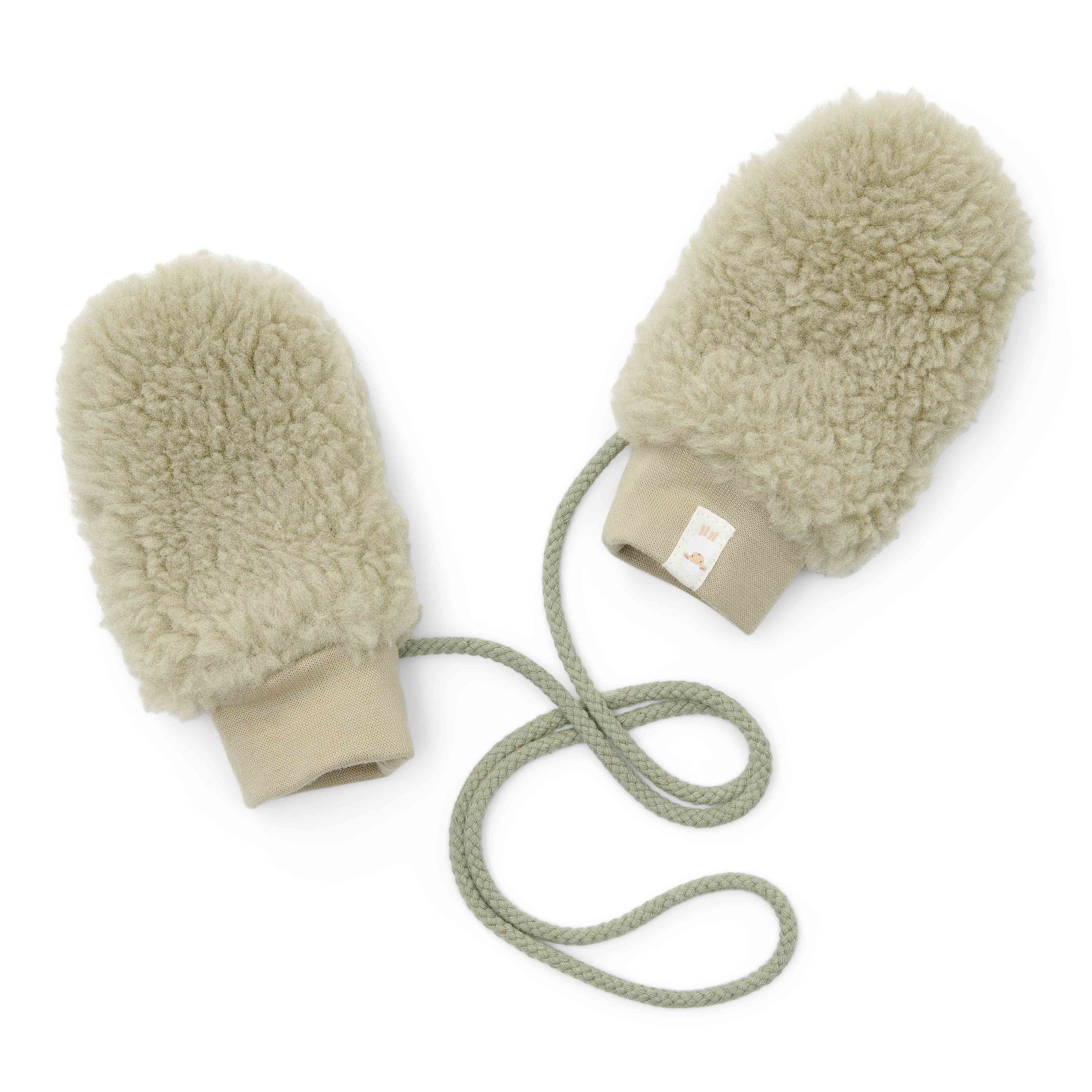 Teddy Mittens Soft Green - Newborn Winter Teddy | Little Dutch