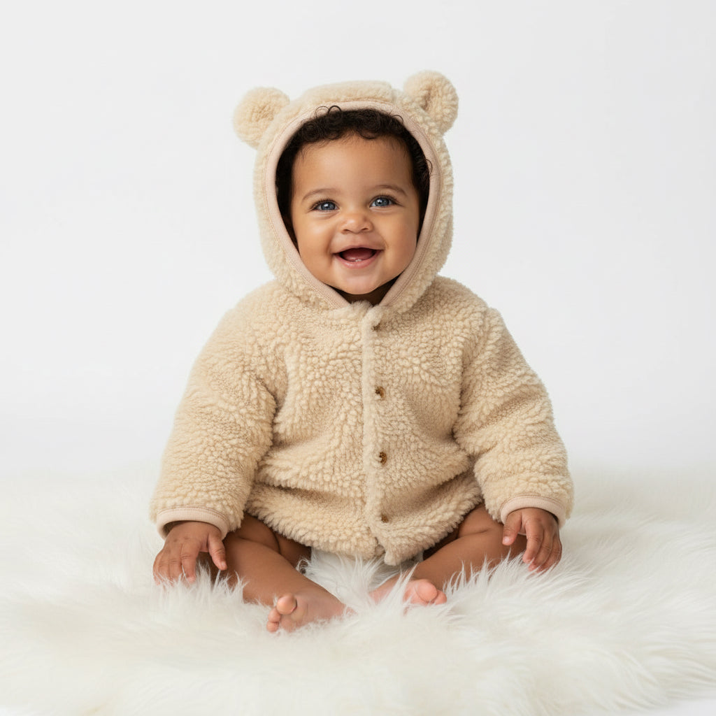 Teddy Jacket Sand - Newborn Winter Teddy | Little Dutch