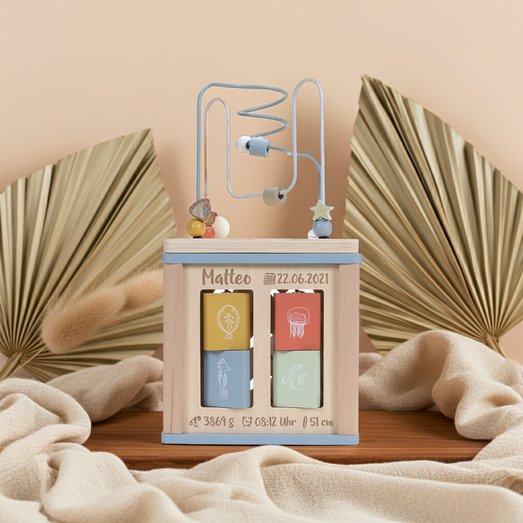 Ocean Wooden Activity Cube - For Birth