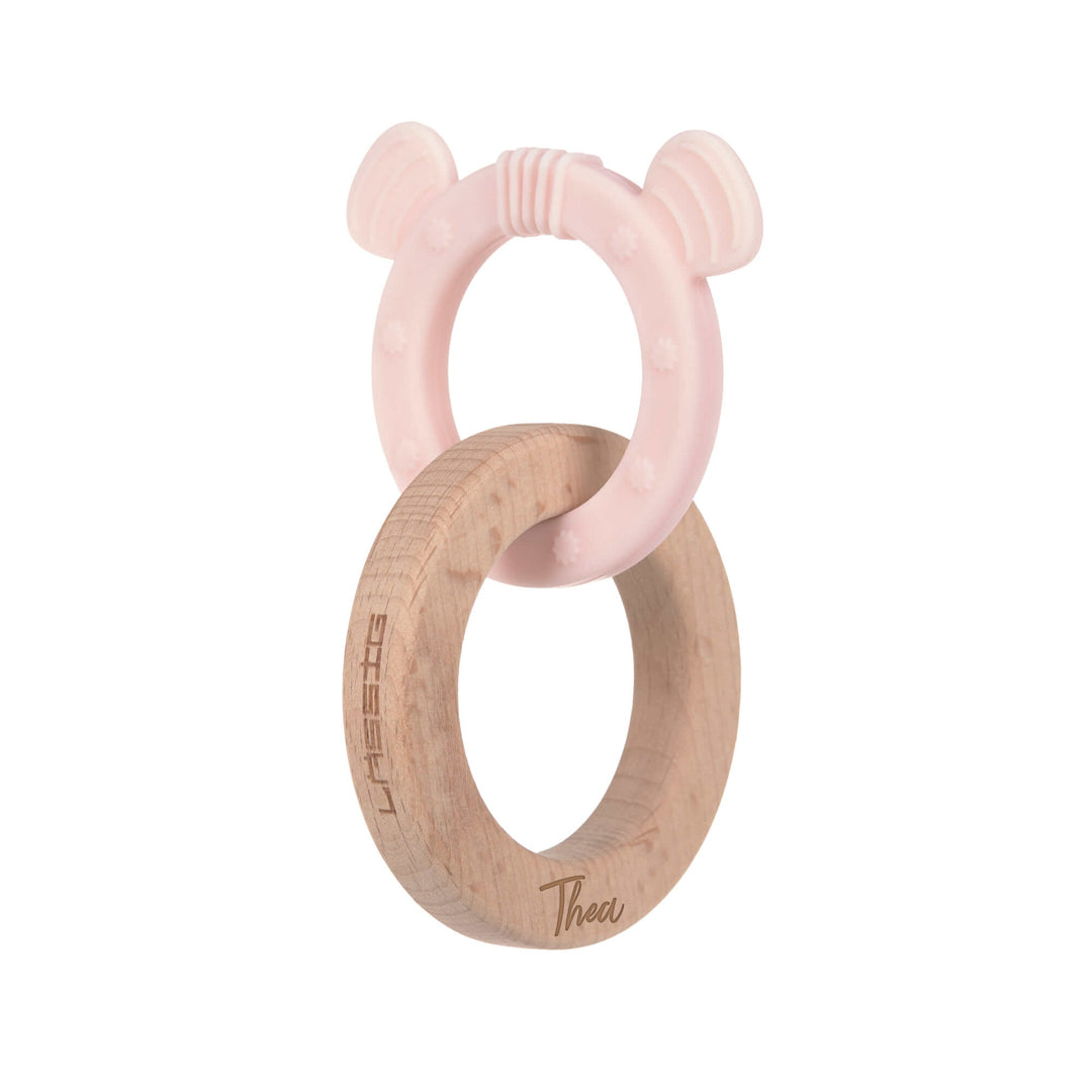 Grasping toy with teething aid, mouse, wood/silicone | Lässig